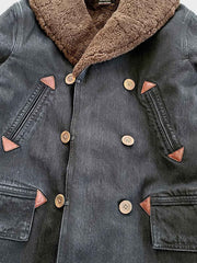 デニムダブルブレスト ウールライナー中綿ジャケット