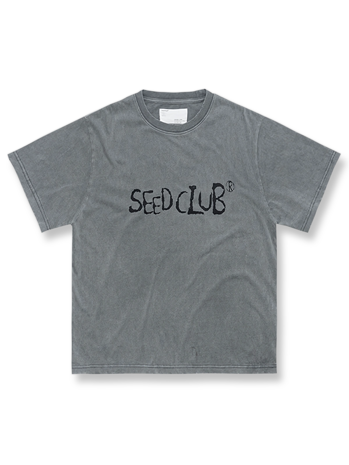 ツインヤーンロングステープルコットンヴィンテージウォッシュTシャツの正面図