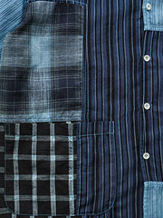 藍染 ボロ布パッチワーク アロハシャツ