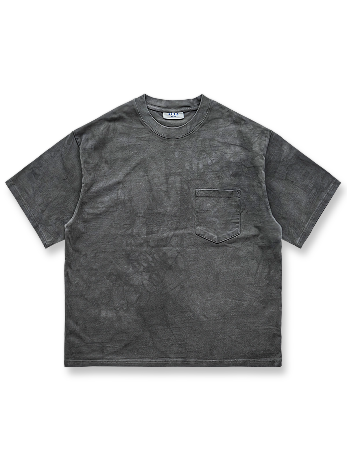 古法草木染めワイドフィット雪花絞り灰色半袖Tシャツ