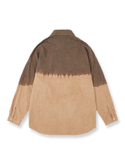 古法植物染めグラデーション絞り染めルーズフィット長袖シャツ正面図