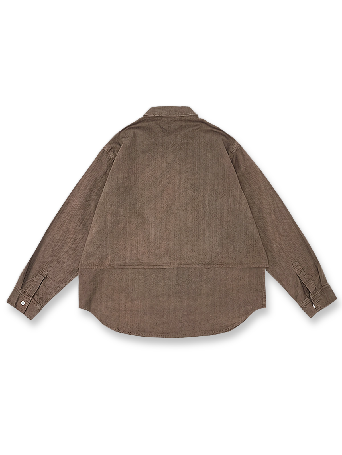 古法草木染めルーズフィットレイヤード風長袖シャツ