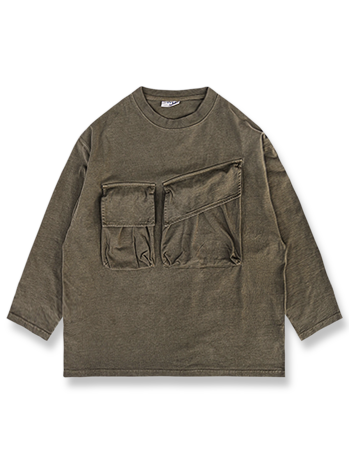 草木染めダブルポケット長袖Tシャツ正面図