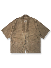 手工絞り染めワイドはんてんの正面図