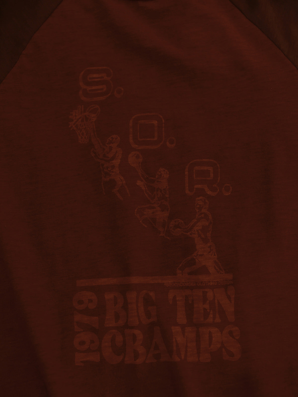 ヴィンテージラグランスリーブ配色半袖Tシャツの織りのディテール