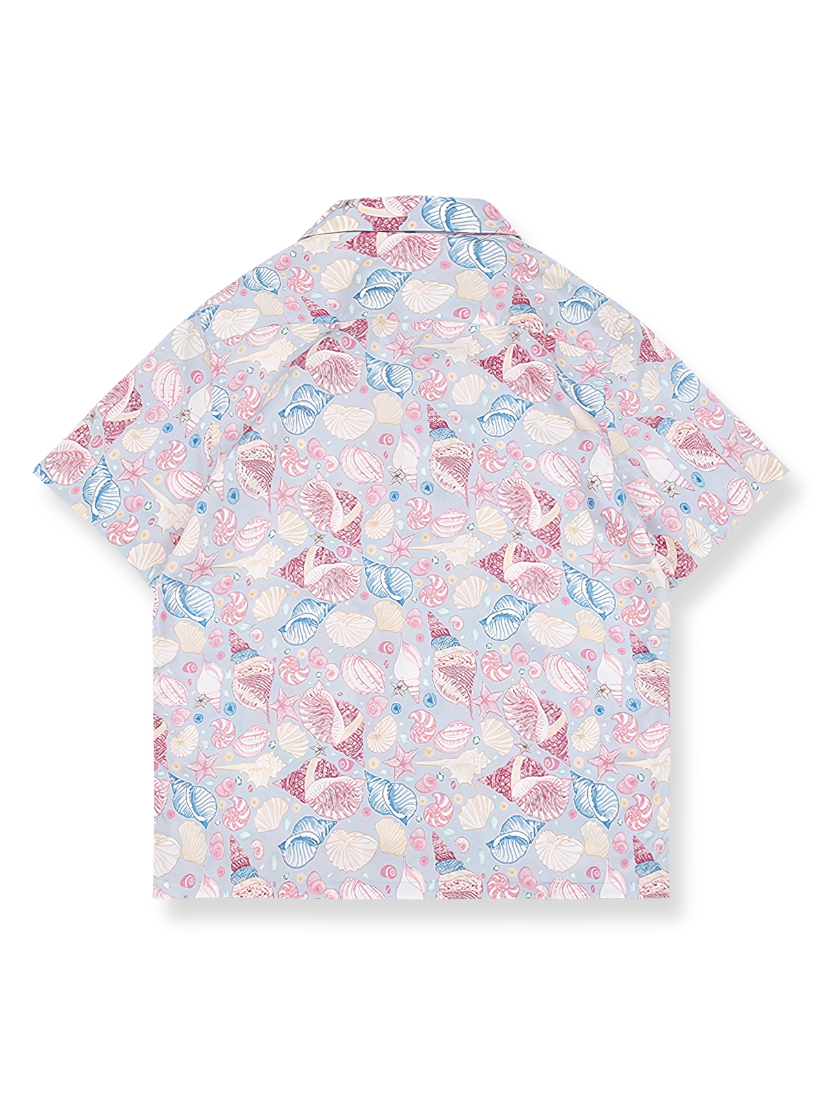 巻貝&貝殻&ヒトデ ハワイアンカジュアルショートスリーブシャツの全景画像