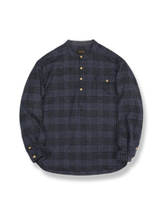 チェック柄 ウール混 プルオーバーシャツ