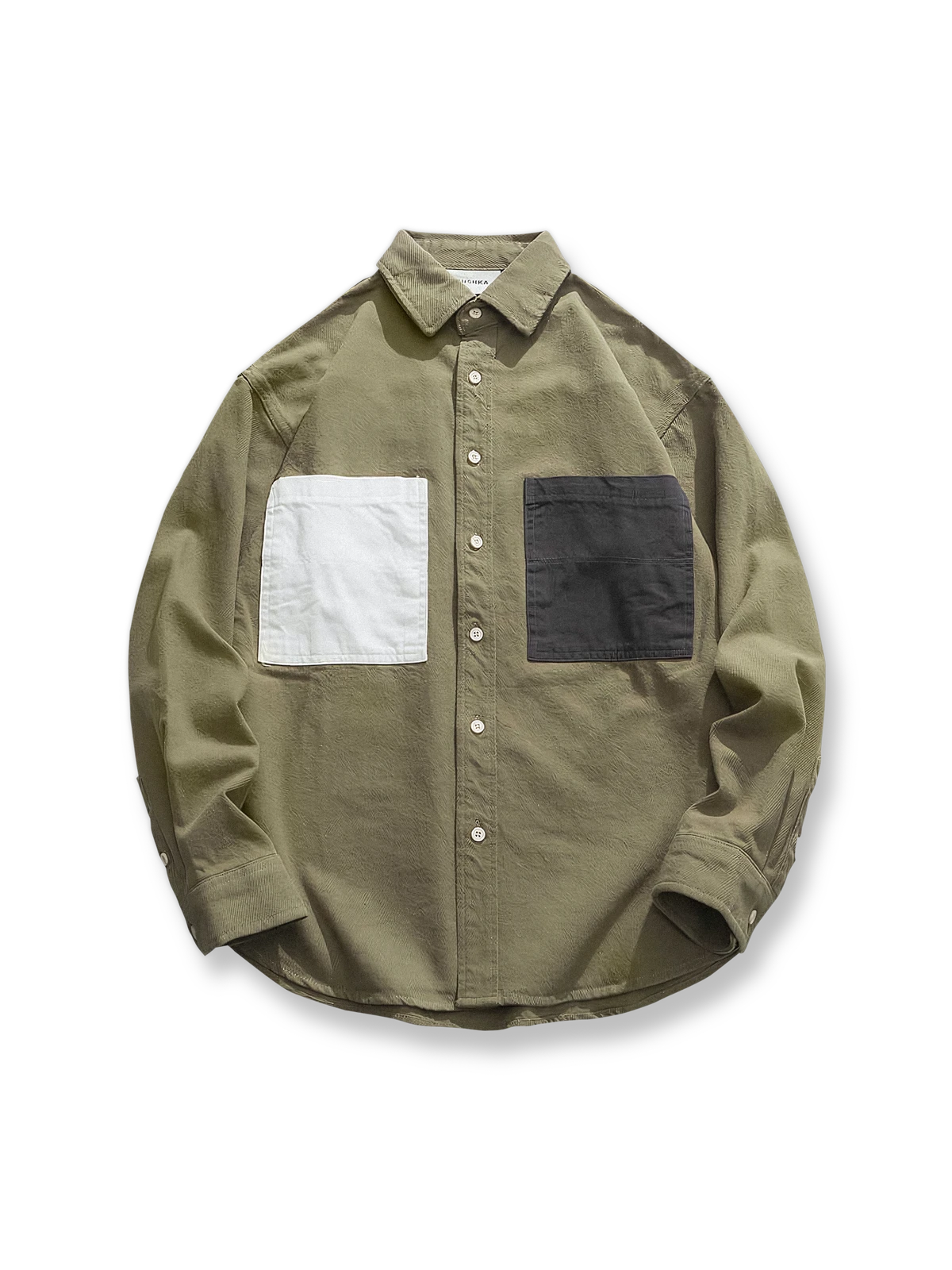 カラーブロックポケットワークシャツ