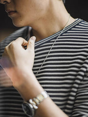 立体織り ストライプ マリンカラーTシャツ