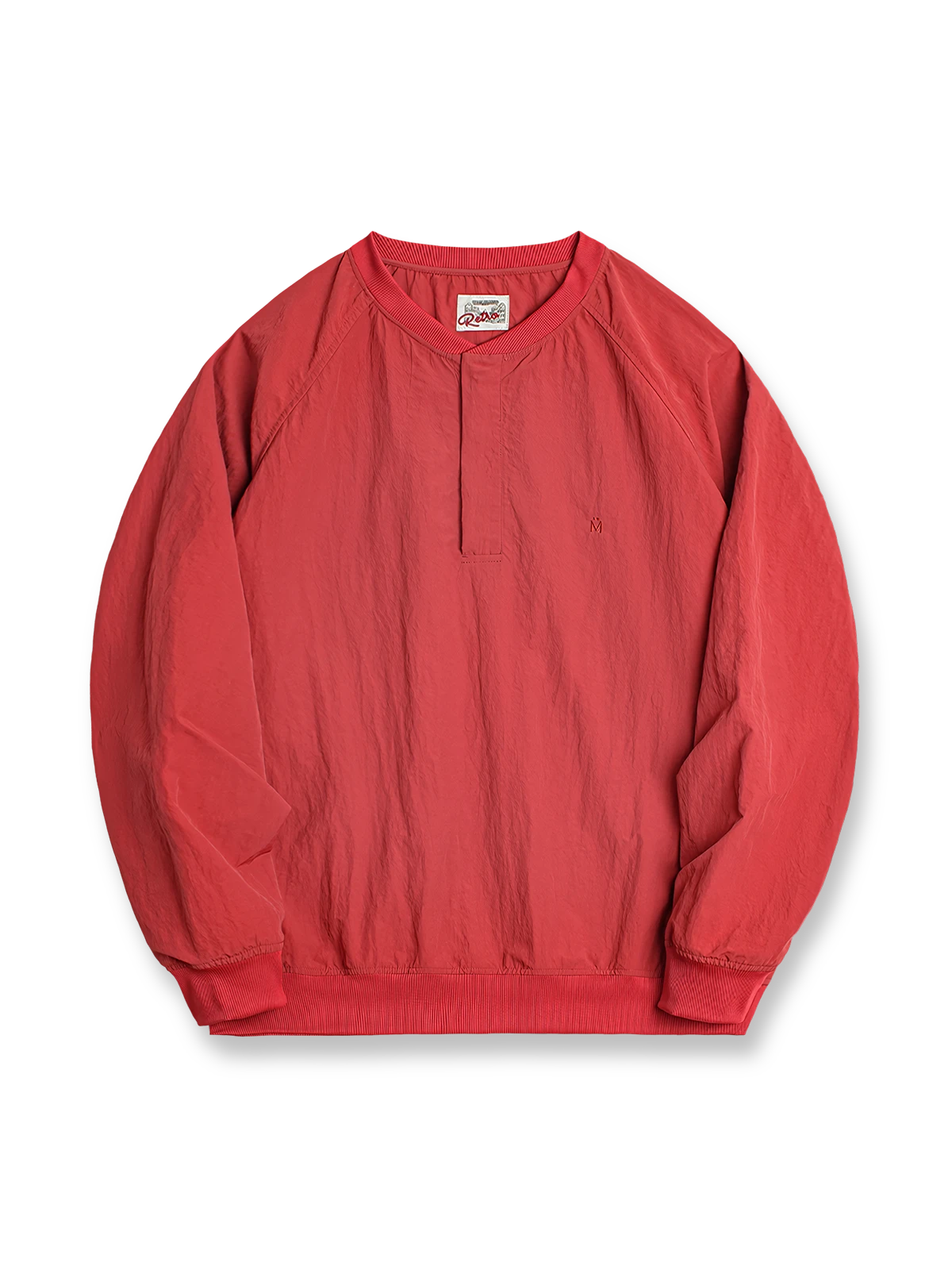 味わい深いパープルのベースボールスウェット
