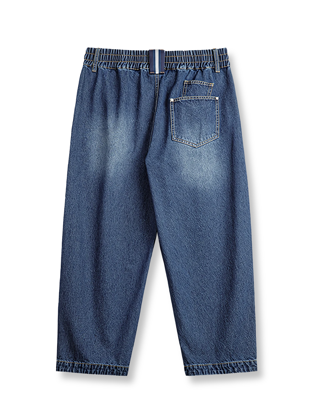 アメリカンヴィンテージのウォッシュドデニムを取り入れたワイドジーンズの全体ビュー