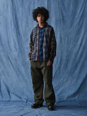 パッチワークチェック柄 コットンシャツ