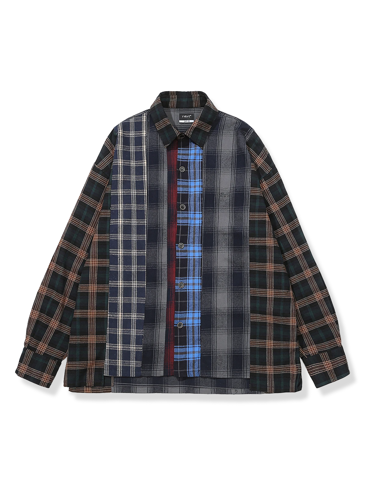 パッチワークチェック柄 コットンシャツ