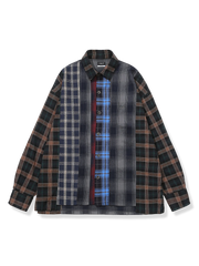 パッチワークチェック柄 コットンシャツ