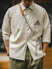 【再入荷】アメリカンインディアン×トーテム刺繍 レトロ長袖シャツ