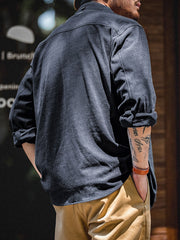 微起毛 Uステッチ ワークシャツ