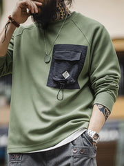 機能ポケットコンビ　配色切り替え長袖Tシャツ