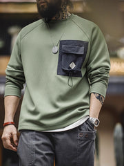 機能ポケットコンビ　配色切り替え長袖Tシャツ