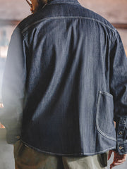 ポケット ステッチ デニム 長袖シャツ