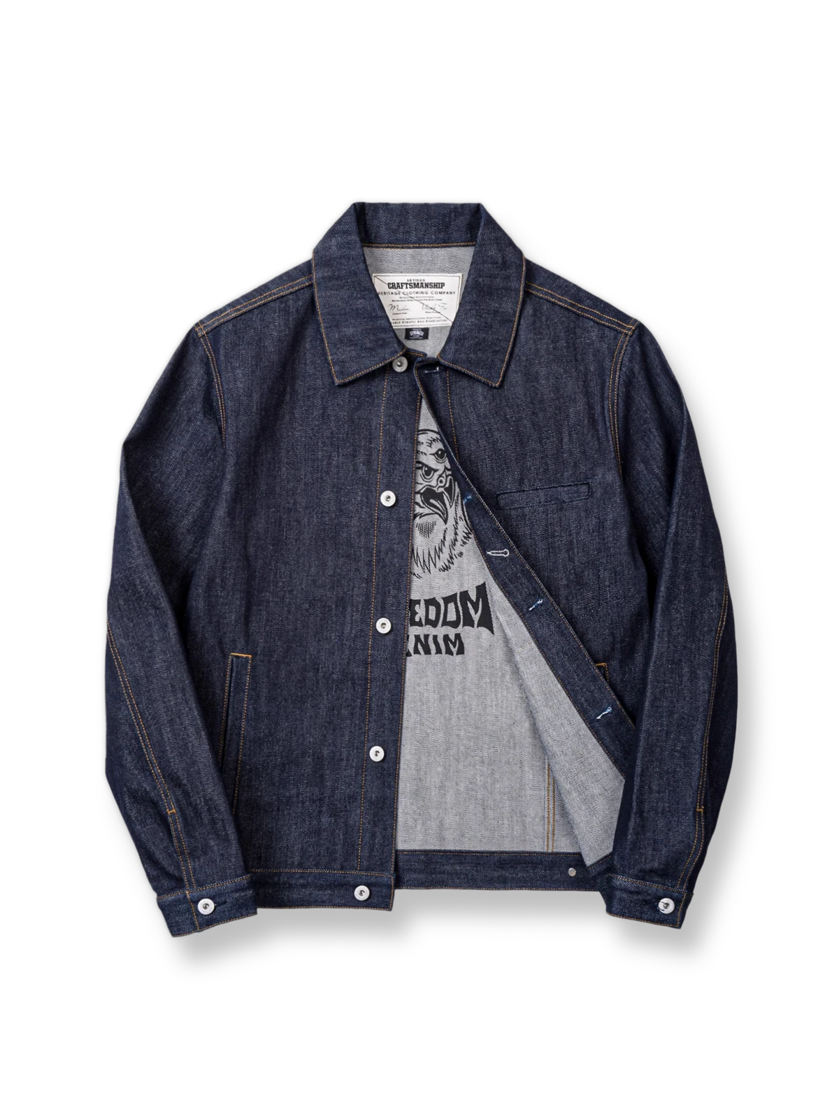 三目鷲 プリントデニムシャツ