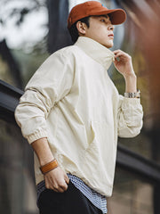 ハーフジップ スタンドカラー スウェットジャケット