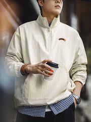 ハーフジップ スタンドカラー スウェットジャケット