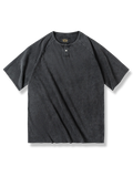 ウォッシュ加工 ヘンリーネック 半袖Tシャツ