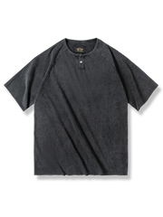 ウォッシュ加工 ヘンリーネック 半袖Tシャツ