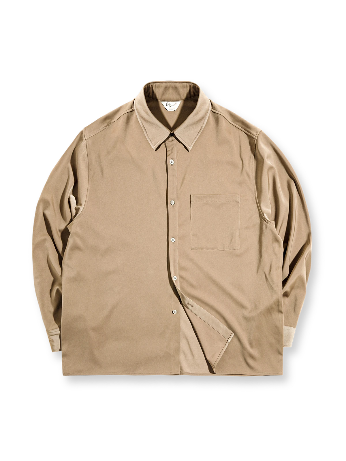 サテン 長袖シャツ