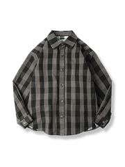 太ラインチェック シャツジャケット メンズ