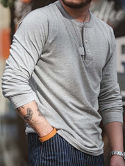 ヘビーウェイト 長袖ヘンリーネックTシャツ