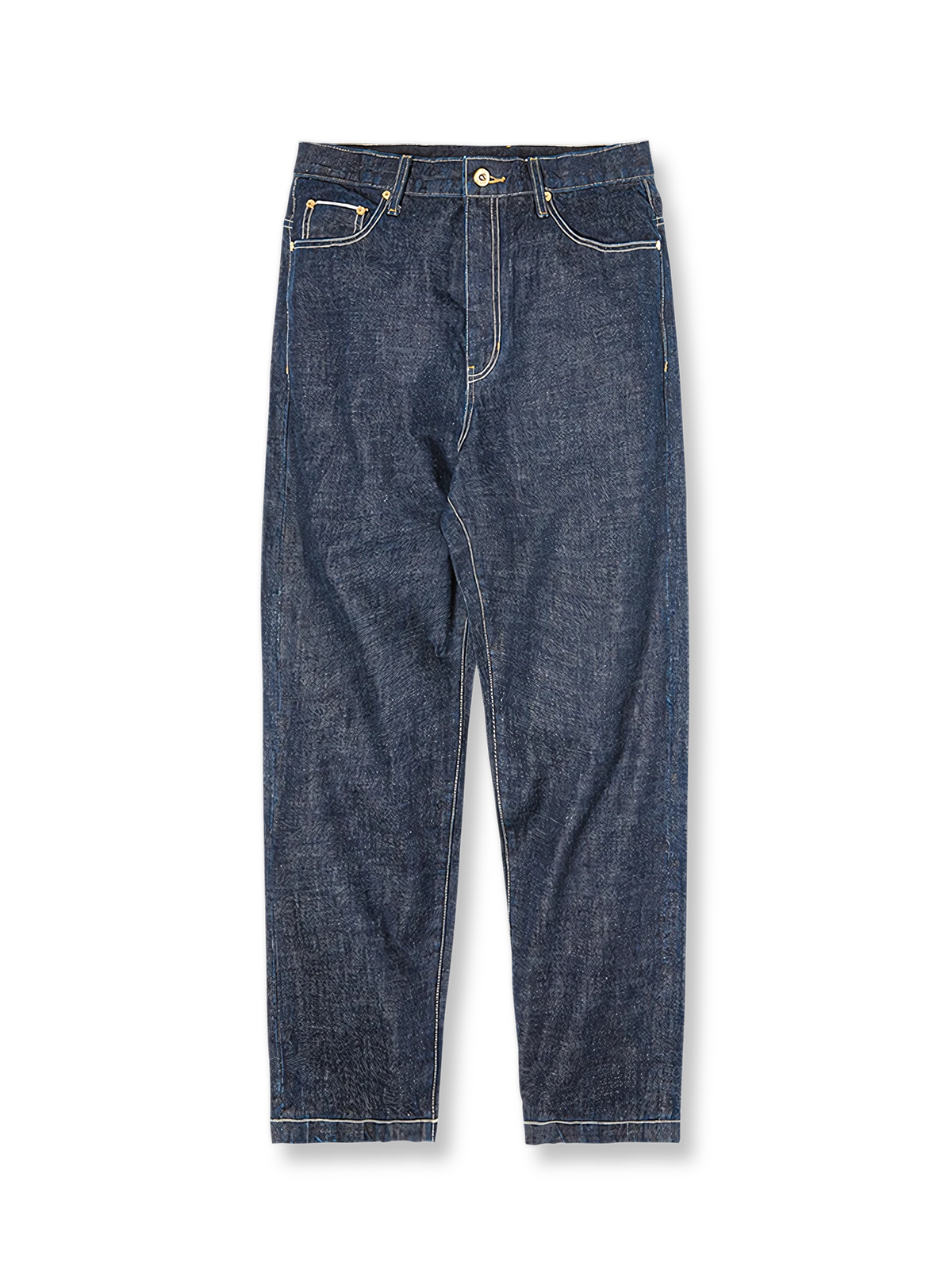 ウォッシュ加工 赤耳 ワイド デニムパンツ