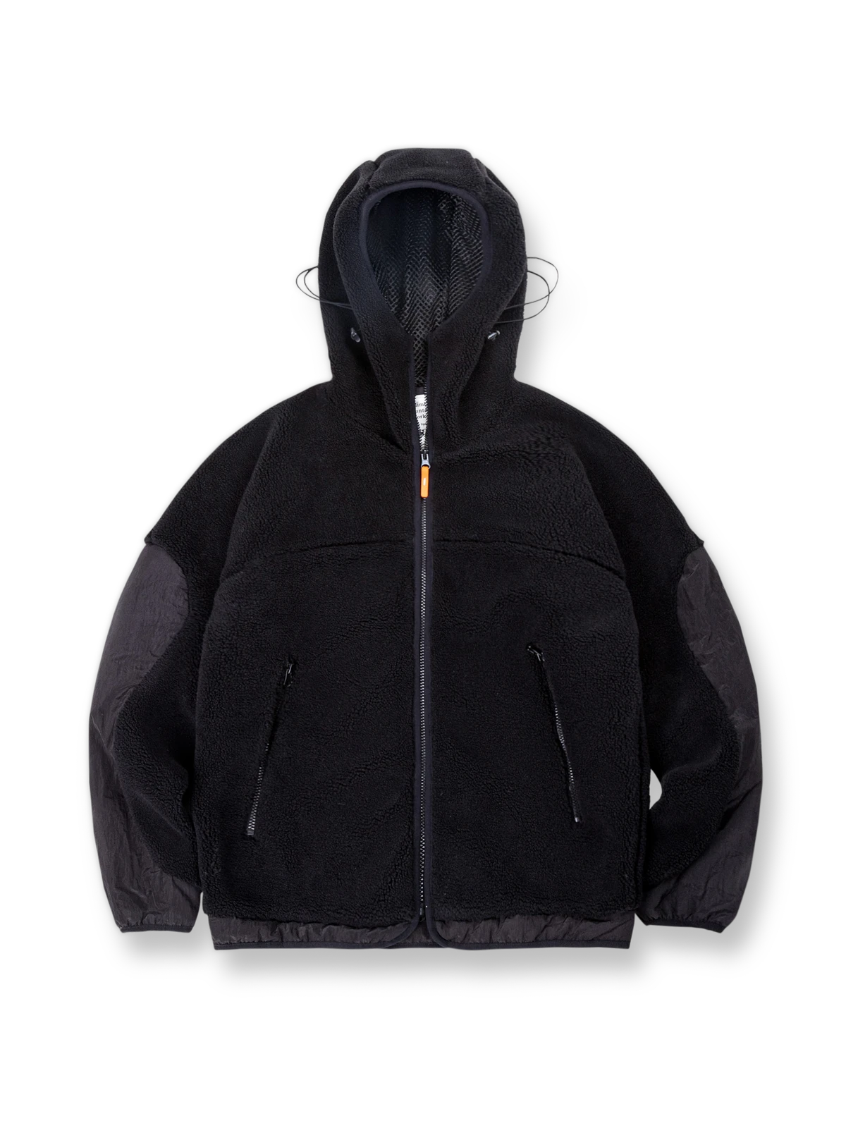 フード付き パッチワーク フリース裏地 中綿ジャケット