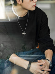 毛織りテクスチャーニットセーター