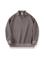 ワッフル編み Vネックポロシャツ