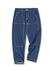 ウォッシュ 加工デニム テーパードパンツ