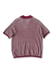 アイスシルク ジャカード Vネックポロ