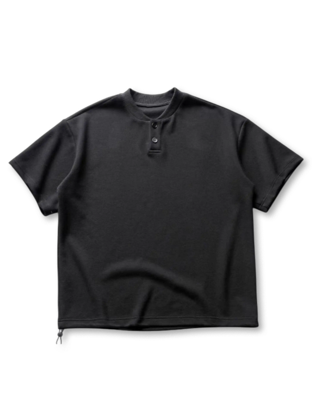 エアレイヤー素材のヘンリーネック半袖Tシャツ（ブラック・グレー）