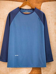 コントラストカラー＆メッシュパネル長袖Tシャツ