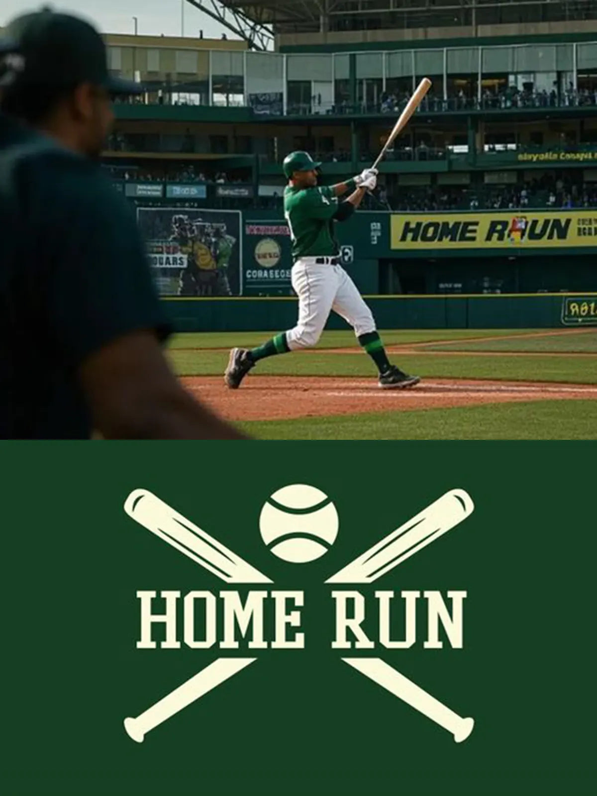 上下ツートンカラーと白襟が特徴のポロシャツ全体。胸に「HOME RUN」のロゴ刺繍が見える