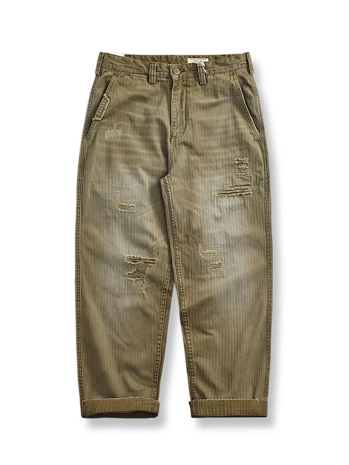 破れパッチワークカーゴパンツ