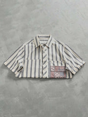 パッチワークカラーのポケットとワークスタイルのポケットのディテール展示