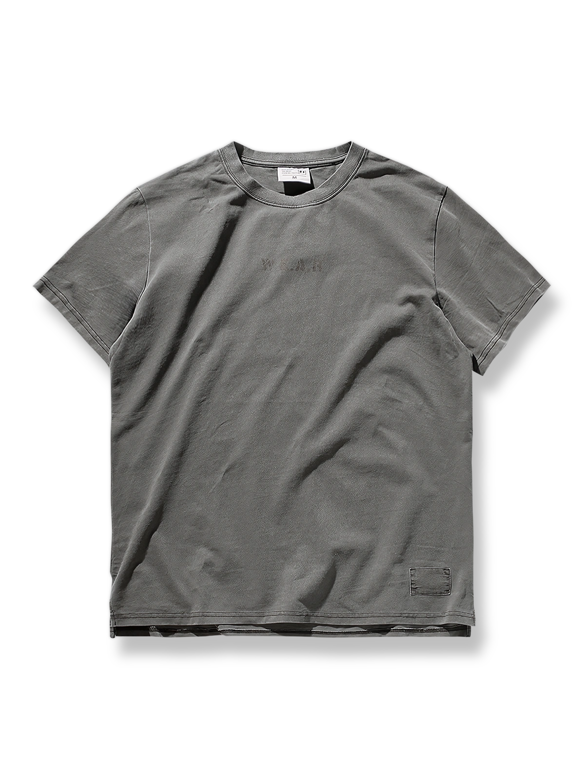 ヴィンテージ風ヘビーウォッシュ純綿クルーネック半袖Tシャツの全体像