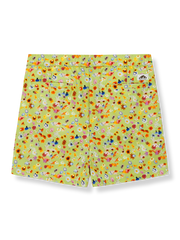 詳細画像: スカートパンツのディテール、ゴムウエストとポケットを展示