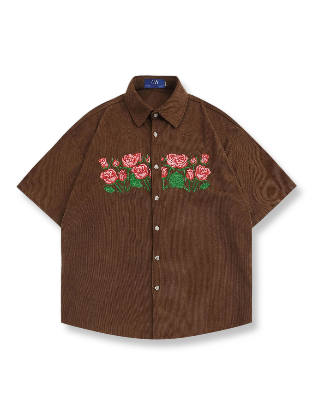ローズ刺繍入り半袖シャツ