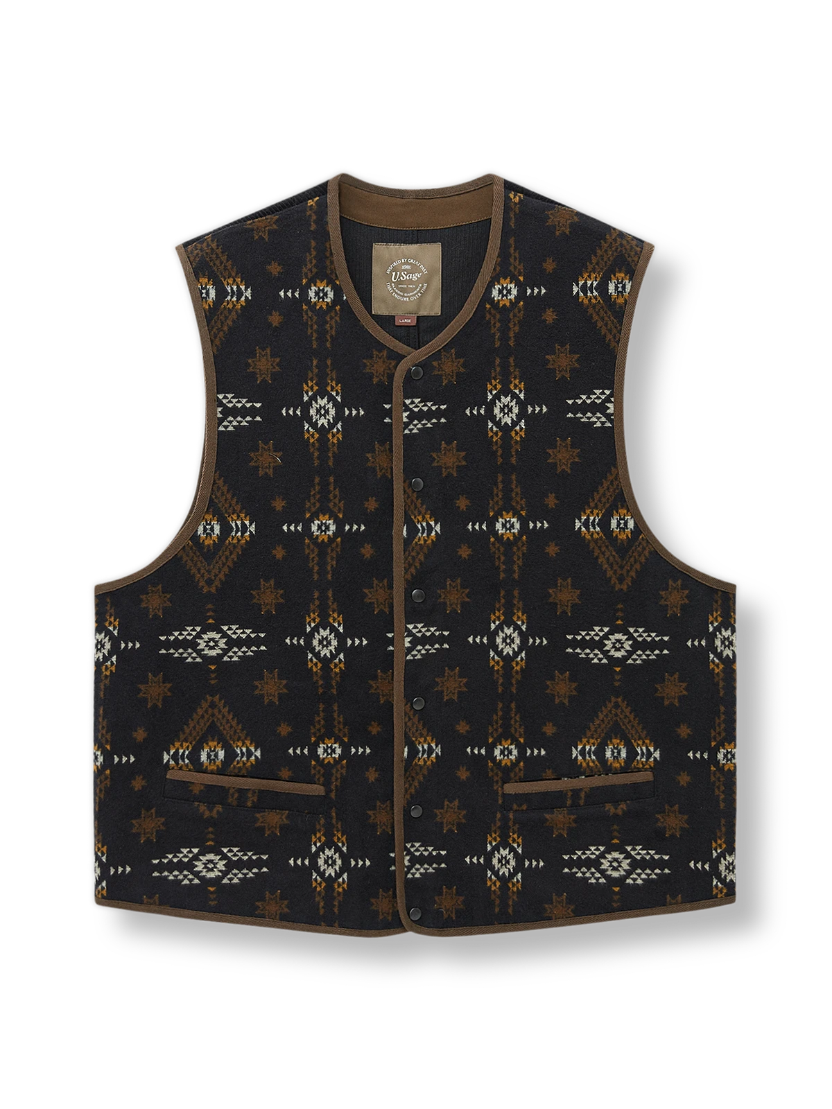 背中 コーデュロイ ナバホ柄 ジャカード ベスト