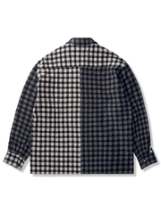 チェック柄 バブル織り生地 パッチワークシャツ