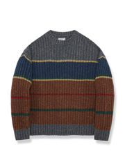 ストライプ柄 ドロップショルダーウール セーター