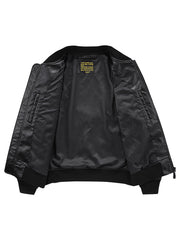 製品画像: フライングタイガース記念刺繍パイロットレザージャケットの全体画像、第10空軍ヴィンテージモデル
詳細画像: 前面と背面に施された「Kunming Joe’s Flying Tigers」刺繍のディテールでヴィンテージミリタリースタイルを表現