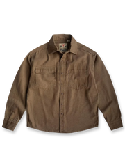 製品画像
「耐久性の高い厚手のキャンバス素材とウォッシュ加工が特徴のワークシャツ全体イメージ。クラシックなダブル胸ポケットとヴィンテージ感あふれるデザインが魅力。」

詳細画像
「左右対称のダブル胸ポケットとウォッシュ加工が施されたキャンバス生地のディテールクローズアップ。ラウンドヘムデザインで立体感を演出。」
